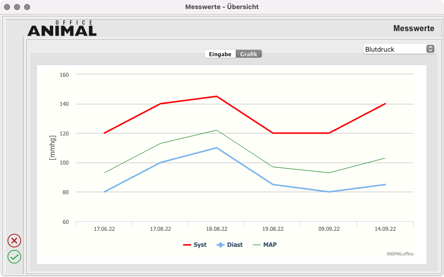 Grafik Messwerte Blutdruck