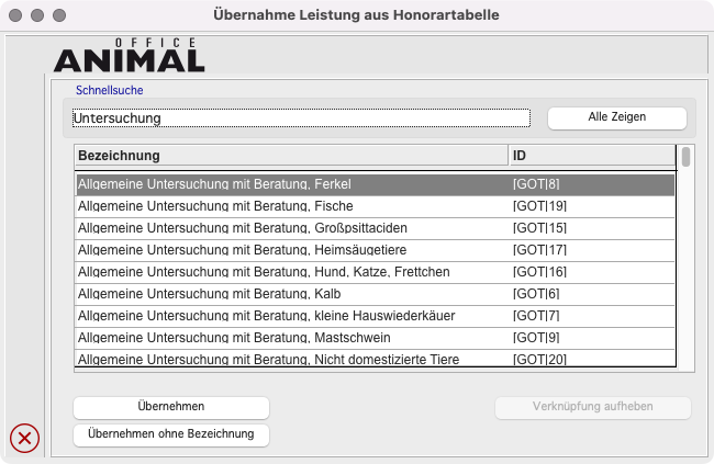 Auswahl Leistung GOT